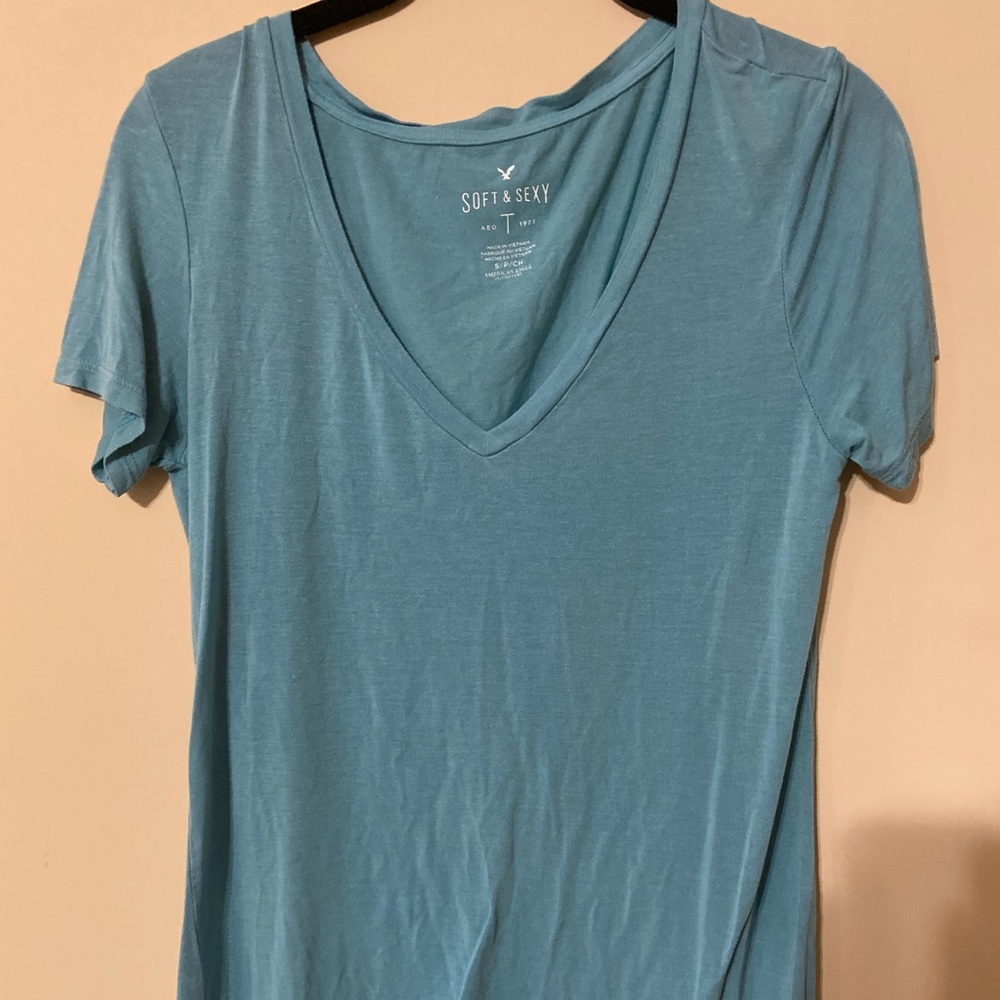 Light Blue American Eagle Soft & Sexy Tee